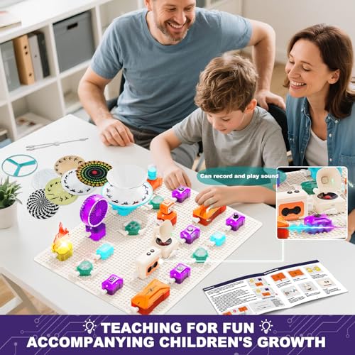 VATOS Science Circuit for Kids Ages 6-12, 68PCS Electronics Building Kit with 450+ STEM Projects, Rotational Imaging, Sound Recording & Playback, Dual Power STEM Educational Toys for Boys Girls