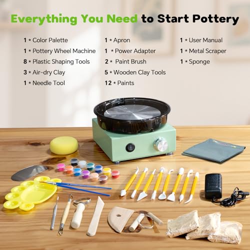 Mini Pottery Wheel for Kids, Beginners, Adults, All-in-one Kit - size: 6inch