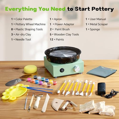 Mini Pottery Wheel for Kids, Beginners, Adults, All-in-one Kit - size: 6inch