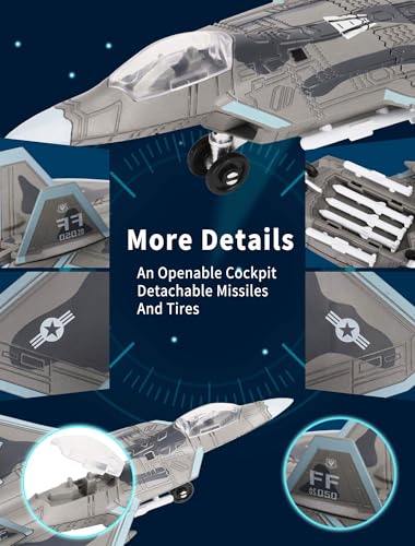F22 Raptor Model Fighter Jet Plane Toy, 1/100 Plastic Military Airplane Building Kit 22 Pieces Snap-fit Assembly Aircraft Model with Stand Birthday Gift for Adults and Boys - color: F22-1/100