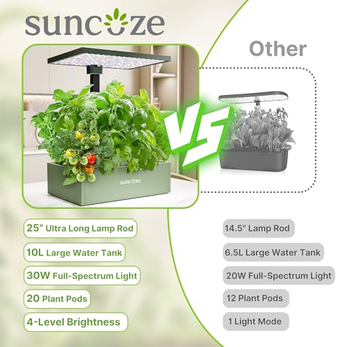 SUNCOZE Smart Hydroponics Growing System, 20 Pods, 25 in Adjustable Height - color: Green