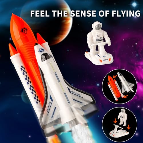 Wbzle Space Exploration Shuttle Toys, Space Explorer Toy Kit, Include Signal Receivers, Satellites, Astronaut, Space Scooter, Space Toys Gift for Exploring Boys and Girls