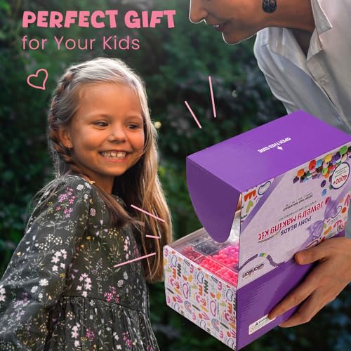 Gionlion 4200Pcs Pony Beads for Bracelet Making Kit, 48 Colors Kandi Beads Bracelet Kit, 2500PCS Rainbow Candy, 1700PCS Friendship Letter Bead with 20 Meter Elastic Strings - color: 48 Colors 4200PCS