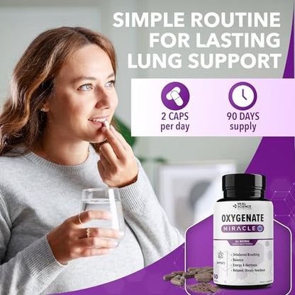 Real Science Oxygenate Miracle (Pack of 3) – Lung Support Supplement to Help Relieve Wheezing, Shortness of Breath, Rapid Heart Rate & Fatigue – for Clear Lungs & Breath Support, 60 Caps Each - size: Pack of 3