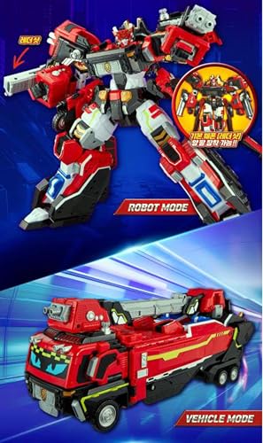 Metal Cardbot W Transforming Robot (Fire Engine Truck Car, BLAION) - color: Red Fire Engine Truck Car Blaion