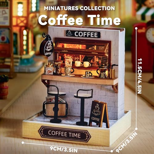Flever Dollhouse Miniature DIY House Kit Creative Room with Furniture for Romantic Valentine's Gift (Coffee Time) - color: Coffee Time