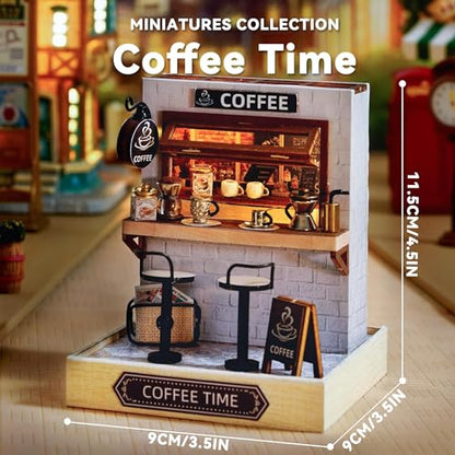 Flever Dollhouse Miniature DIY House Kit Creative Room with Furniture for Romantic Valentine's Gift (Coffee Time) - color: Coffee Time