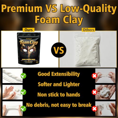 MEARCOOH Modeling air Dry Foam Clay White Cosplay Magic Clay 300g (10.58oz) - color: White, size: 300g