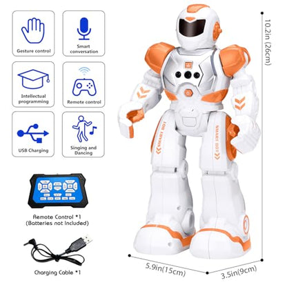 KingsDragon Robots Toy for Kids, RC Robot Gesture Sensing Smart Toy - color: Orange