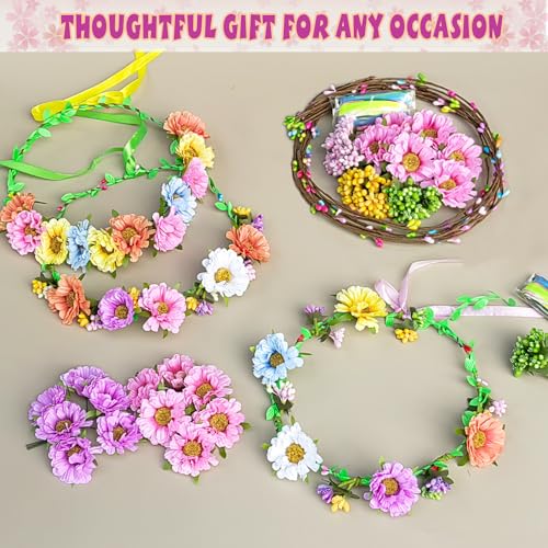 WUBOMJIO Make Your Own Flower Crown Crafting Kit(Daisy Theme) 12 PCS - color: Daisy