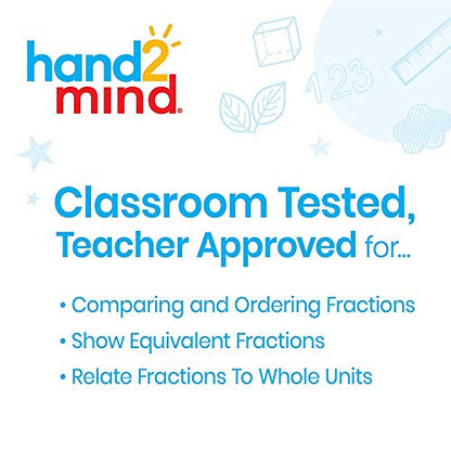 hand2mind Plastic Double-Sided Decimal and Fraction Tiles, Montessori Math Materials, Fraction Manipulatives, Unit Fraction, Fraction Bars Math Manipulatives, Homeschool Supplies (Set of 51)