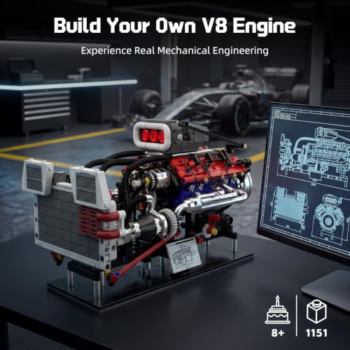 V8 Engine Building Set 1151PCS Motorized Mechanical Model Kit