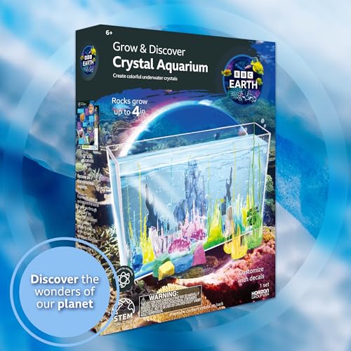 BBC Earth Grow & Discover Crystal Aquarium, Grow Colorful Cave-Like Crystal Formations Inside Reusable Tank, Magic Rocks, STEM Toys, Unique Crystal Growing kit, Science Experiments for Kids 6-8 - style: Crystal Aquarium