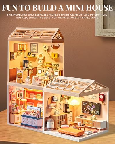 Kisoy DIY Miniature House Kit, Tiny House Kit with Furniture and LED Light, Mini Blocks Model Kit Sets, DIY Crafts/Hobbies Toys for Adults（Beauty Store） - color: Beauty Store