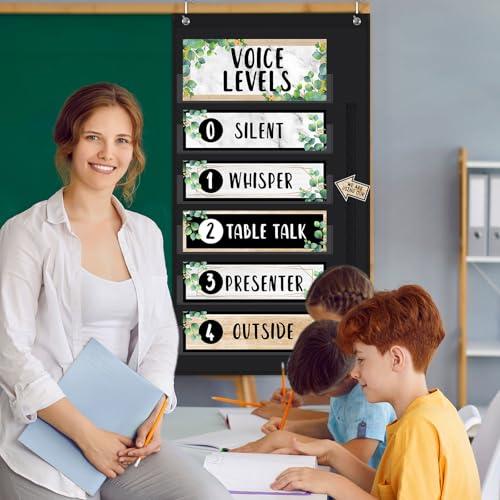 Funrous Eucalyptus Voice Level Classroom Pocket Voice Chart Classroom Decor - style: Eucalyptus