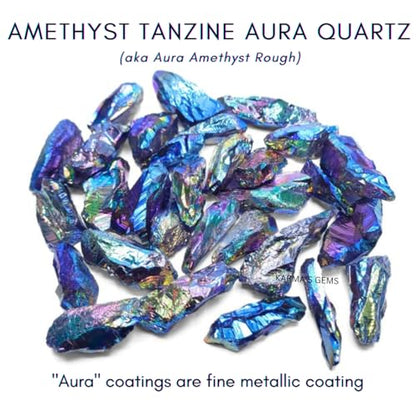 Crystals, Rocks, Jade, Crystals and Healing Stones, Witchcraft Supplies, Healing Crystals, Stones, Healing Stones, Rock Collection, Agate, Raw Stones (Amethyst Tanzine Aura Quartz, 2 Pcs) - color: Amethyst Tanzine Aura Quartz