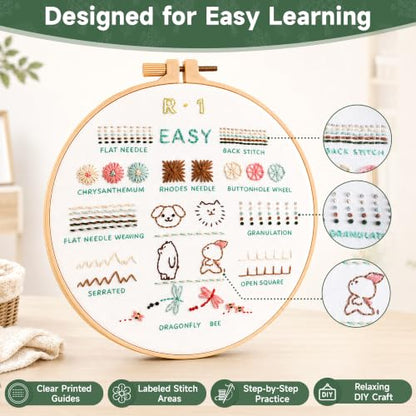 Bofoho 3 Pack Starter Embroidery Kit for Beginners with Simple Patterns - color: 3 Pack