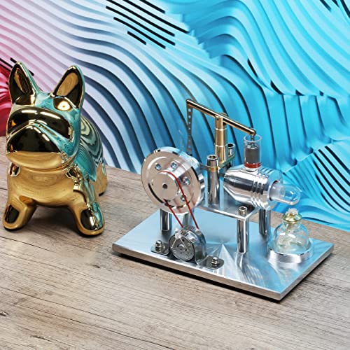 Sunnytech Hot Air Stirling Engine Motor Model Imagination Development Educational Toy Electricity Generator Colorful LED SC (SC02M)