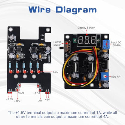 DIY Breadboard Power Supply Soldering Kit, PEMENOL Multi-Output LM2596 Power Module with 3.3V / 5V / 12V and Adjustable Output, Built-in Display and Switch for Electronics Projects, Labs and Makers