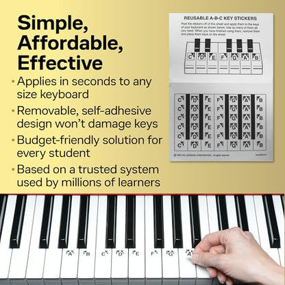 ABC Keyboard Stickers – Easy to Apply Learning Tool for Any Piano or Keyboard | Self Adhesive Music Notes Guide for Beginners, Students and Teachers | Ideal for Learning and Practicing