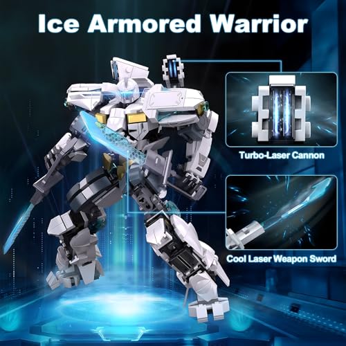 HIGH GODO Ice Warrior Mech Building Set, Cool City Protector Battle Model for Adults Teens 14+, Creative Action Robot Gifts Perfect for Christmakis Birthday (561 Pieces)