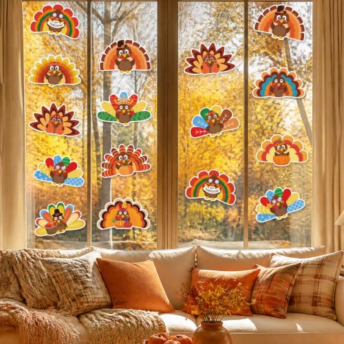 JUNEBRUSHS 60Pcs Turkey Cutouts Thanksgiving Bulletin Board Decorations - style: Thanksgiving Turkey Style