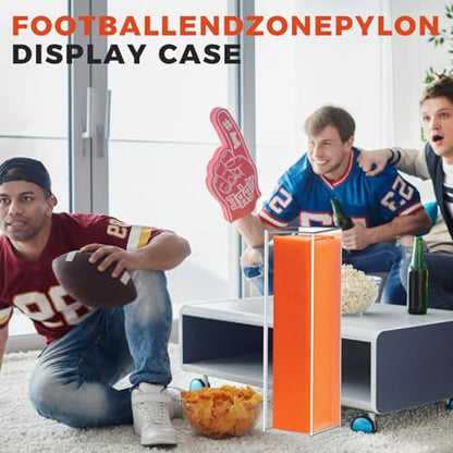 Clear Football End Zone Pylon Display Case with Mirrored, Acrylic Shadow Box for Football End Zone Pylon UV Protecting Game Day, 18.7" H x 5" L x 5" W - size: Football End Zone Pylon Display Case