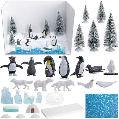 30 Pcs Arctic Animals Habitat Diorama Project Set for School DIY Crafts - color: Arctic Style-30pcs