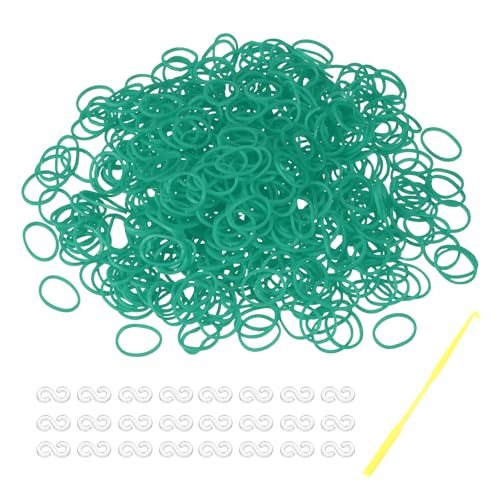 MECCANIXITY 600 Pcs Loom Rubber Bands Kit with 25 Pcs S-Clips 1-Hook Rubber Bands Refill Bracelet Making Kits for Weaving DIY Handcrafts Gift, Dark Green - color: Dark Green