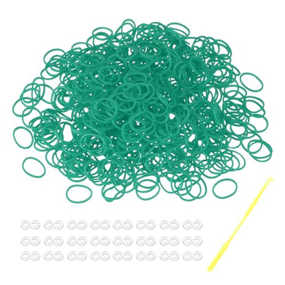 MECCANIXITY 600 Pcs Loom Rubber Bands Kit with 25 Pcs S-Clips 1-Hook Rubber Bands Refill Bracelet Making Kits for Weaving DIY Handcrafts Gift, Dark Green - color: Dark Green