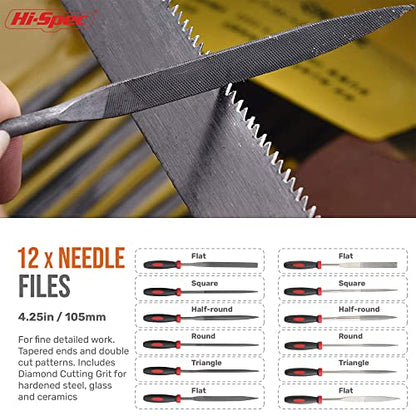 Hi-Spec Metal Hand & Needle Files Tool Kit Half Round Wood and Crafts - size: 18 pieces