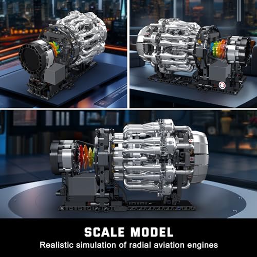 Mould King 10216 Turbojet Engine Building Sets, Mechanical Aviation Aircraft Engine Model Kit That Runs, Build Your Own STEM Model Engine, Gift for Age 14+/Adult Collections Enthusiasts (1214+ PCS) - style: MK-10216