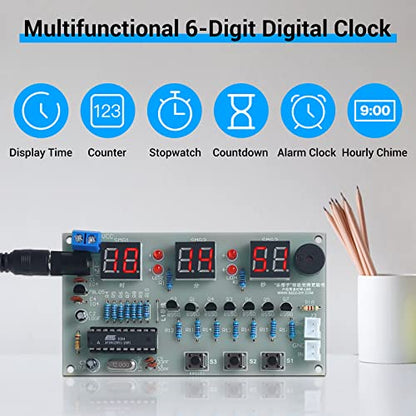 MiOYOOW 4-digit RGB Colorful LED Digital Clock Kit with Acrylic Shell and 6-Digit DIY Digital Electronic Clock Kit, Soldering Practice Kit for College High School Education and Daily Use