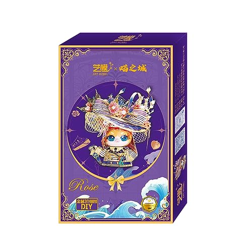 MU 3D Metal Puzzle for Adult Titanic Rose and Jack Cat Figure Kitty Model Assembling, Titanic Movie Collectibles Metal Model Kits Miniature Building, Brain Teaser Love Gift Home Decor Birthday Gift - style: Rose Kitty