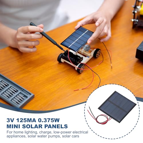 MECCANIXITY 10 Pcs 3V 0.375W 125mA Mini Solar Panels with 2 Cable | Small Polycrystalline Solar Cell Panel for DIY Electric Toy Materials Kits Charger, 52mm x 52mm - style: 3V 0.375W 125mA