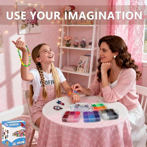 LIS HEGENSA 6300Pcs DIY Childrens Craft Pony Beads Friendship Bracelet Kit - color: 6300PCS