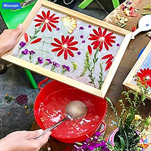 Worown A7 Paper Making Screens, Small Wooden Papermaking Mould & Deckle, (4 x 5 Inch) Paper Making Frames for DIY Craft and Dried Flower Handcrafts - size: 4*5 inch