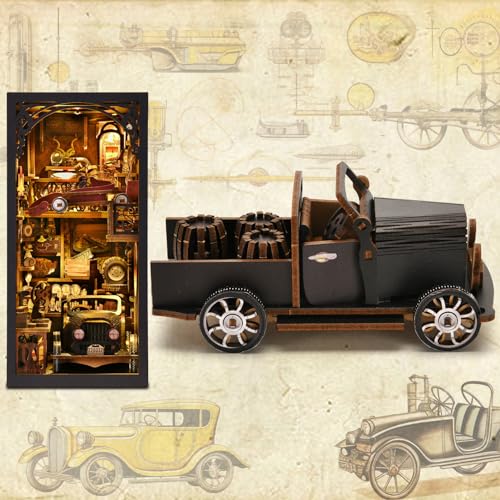 Book Nook Kit, Book Nook Kits for Adults DIY Booknook Model Build - color: Car Players