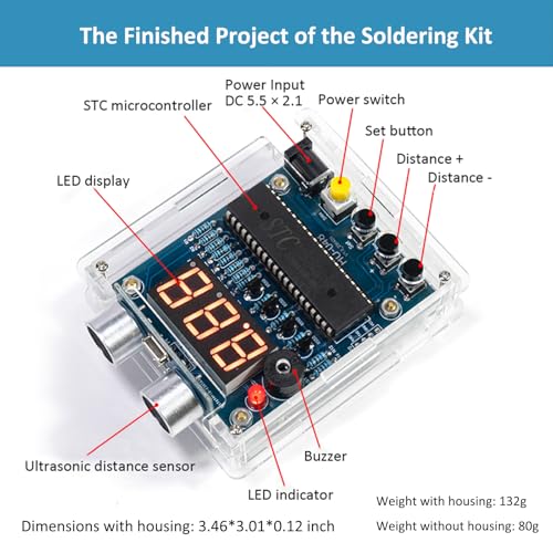 DIY Ultrasonic Distance Alarm Soldering Kit, Ultrasonic Distance Sensor Solder Project, Ultrasonic Distance Measuring Alarm Device, DIY Electronic Kits for Learning and Teaching Solder and Electronic