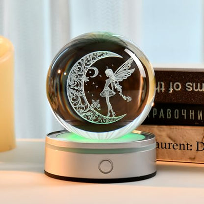 3D Fairy Crystal Ball Fairy Gifts for Daughter - color: 3D Moon Fairy