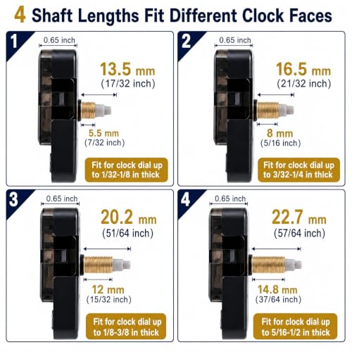 4-Pack Silent Clock Mechanism Replacement Kit, 4 Gold Hand Sets - color: Gold
