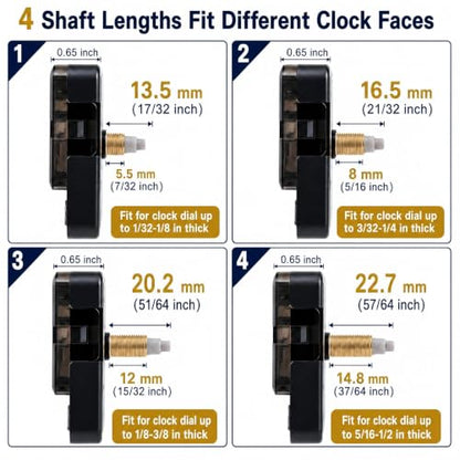 4-Pack Silent Clock Mechanism Replacement Kit, 4 Gold Hand Sets - color: Gold