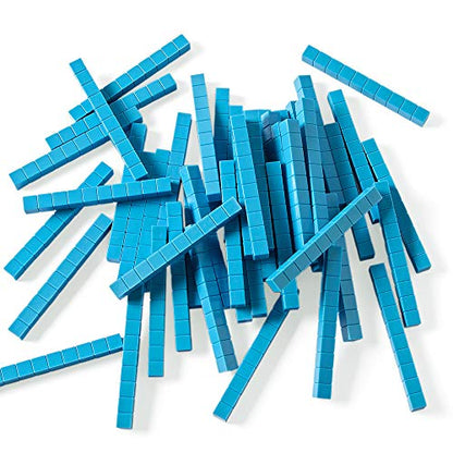 hand2mind Blue Plastic Base Ten Blocks Rods Set, Set of 50 - color: Blue