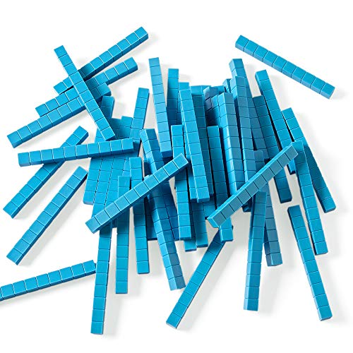 hand2mind Blue Plastic Base Ten Blocks Rods Set, Set of 50 - color: Blue