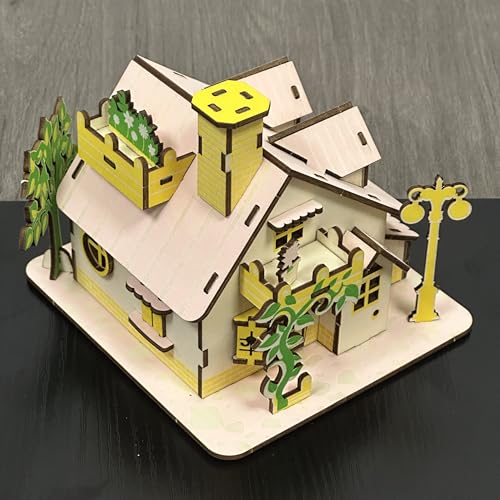 Log Cabin Mini House 3D Wooden Puzzle Building Kit for Adults Teens