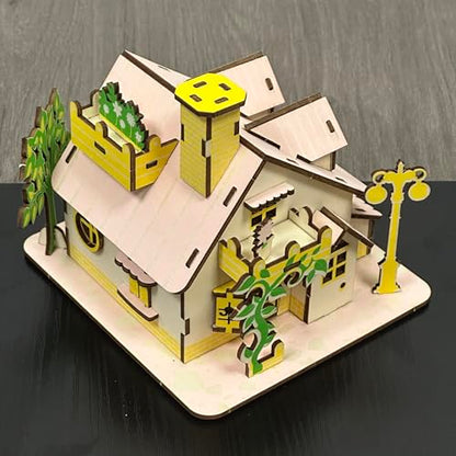 Log Cabin Mini House 3D Wooden Puzzle Building Kit for Adults Teens