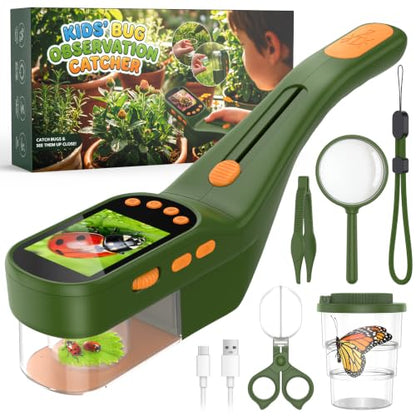 Bug Catcher for Kids,Kids Microscope,3-in-1 Insect Catching Kit for Kid - color: Dark green