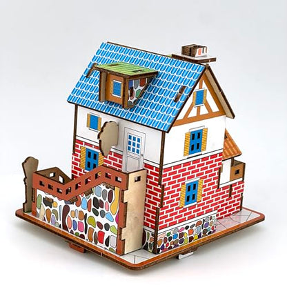 3D Puzzles for Adults, Log Cabin DIY Wooden House Model Kits for Adults to Build, Country Cottage Building Model, 3D Jigsaw Brain Teaser Puzzle, Dollhouse (YTY)