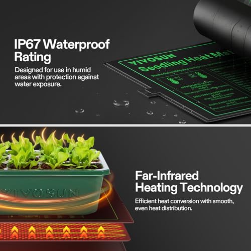 VIVOSUN 6-Pack Seed Starter Trays & 10"x20.75" Seedling Heat Mat - size: 6-Pack 72-Cell, style: Trays with 10"x20.75" Heat Mat