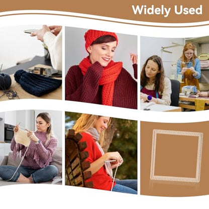 HERCHR Wooden Knitting Loom, Square Pin Loom Wooden Weaving Blanket Maker Wooden Loom Frame Weaving Loom for DIY Weaving Chunky Blanket Beginner Children Adults, 30 * 30cm - color: 30*30cm
